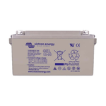 Front view of Victron 12V 90Ah gel deep cycle battery with technical specifications and bolt terminals