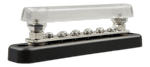 Side view of Victron 150A 2P busbar with clear protective cover and 10 terminal screws