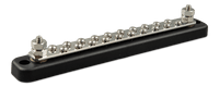 Victron 150A busbar without cover showing 20 screw terminals and two larger studs