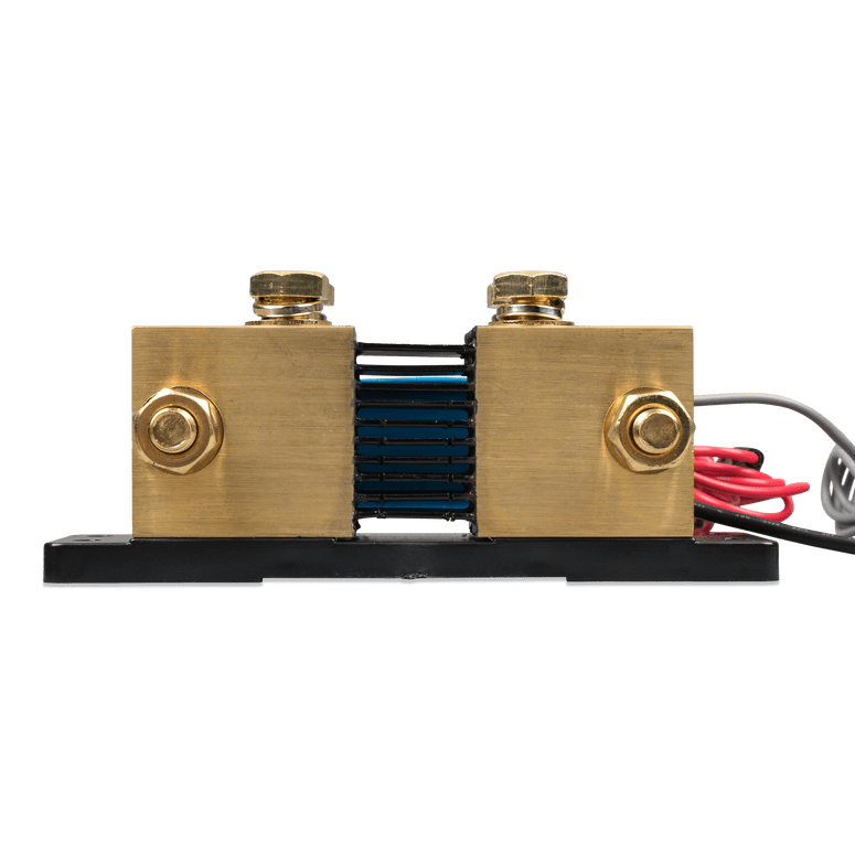 Rear side of the 2000A battery shunt showing the segmented resistor plate design