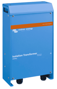 Blue Victron Isolation Transformer 2000W enclosure with front panel branding and bottom cable glands