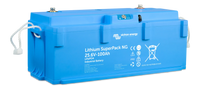 Perspective view showing the mounting base and side profile of the blue lithium battery