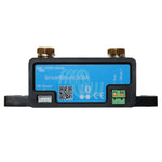 Front view of a Victron SmartShunt 300A battery monitor with interface ports and status labels