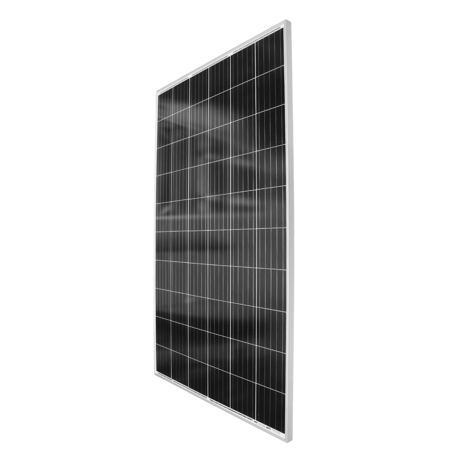 Perspective view of a Victron 305W solar panel showing the slim 35mm profile and dark cells