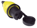Yellow 32A 250V marine shore power plug with protective cap and locking ring