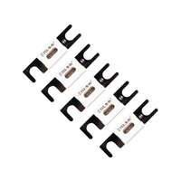 Pack of five 500A 80V ANL fuses with white bodies and metal fork terminals