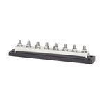 Victron 600A 8P busbar with stainless steel terminals and screw connections on black base