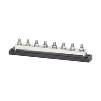 Victron 600A 8P busbar with stainless steel terminals and screw connections on black base