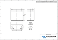 Dimensional drawing of Victron 60Ah Lithium SuperPack battery in mm