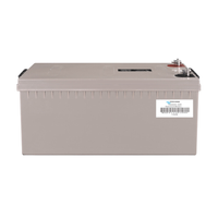 Rear side of the 12V 220Ah AGM battery with product barcode and SKU label