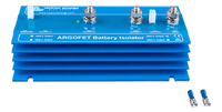 Victron Argo FET 200A battery isolator with blue aluminium heatsink and M8 terminals
