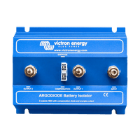 Blue Victron Argodiode 160A battery isolator with three large studs and central blade terminals