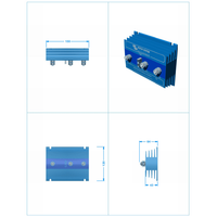 Four technical drawings showing dimensions of the 160A battery isolator in millimetres