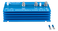 Victron Argofet 100-2 battery isolator with blue heatsink enclosure and crimp terminals