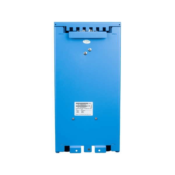 Rear view of 100A autotransformer with technical specification label and mounting slots