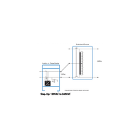Technical wiring diagram showing 120VAC to 240VAC step-up configuration