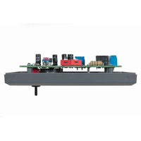 Side profile of the battery alarm PCB and front panel assembly