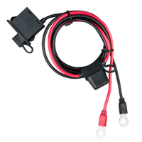 Top-down view of battery indicator panel with coiled 1.5m cable and M8 terminals