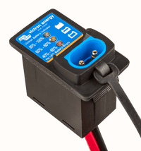 Close-up of battery indicator panel face and open charger connection socket