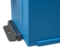 Close-up of a metal mounting bracket installed into the mounting channel of a lithium battery