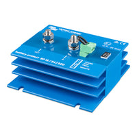 Perspective view of the 220A battery protect highlighting the blue aluminium heat sink fins
