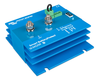 Side perspective of Victron Smart BatteryProtect showing large M8 studs and cooling fin design