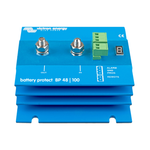 Front view of blue Victron 48V 100A Battery Protect with M8 terminals and digital display