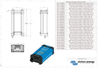 Technical dimensional drawing of the IP22 charger showing height, width, and depth