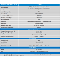 Technical specifications table for Victron BlueSolar PWM-DUO solar charge controller