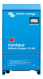 Blue Victron Centaur 12V 60A battery charger with analogue ammeter on front