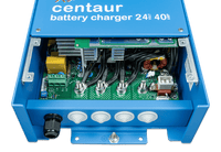 Close-up of internal connection terminals and M8 DC output studs