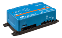 Angled side view of the blue Victron Cerbo GX MK2 communication centre