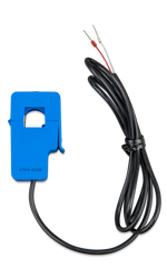 Blue current transformer clamp with coiled 20m black cable and ferrule wire ends