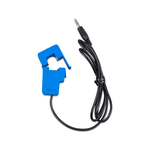 Blue split-core current transformer with black 5m cable and 3.5mm jack plug