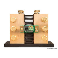 Front view of 6000A DC shunt with green Victron PCB monitoring module attached