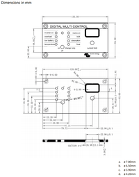 Technical dimensional drawing of the Victron Digital Multi Control panel in millimetres