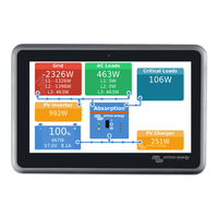 Ekrano GX 7-inch touch screen display showing power system overview and monitoring