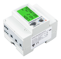 Isometric view showing terminal connections and product specifications label on a Victron EM24 meter