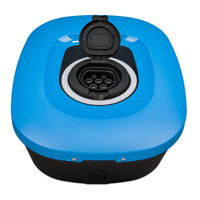 Victron EV charger with the protective socket flap open revealing the Type 2 charging pins