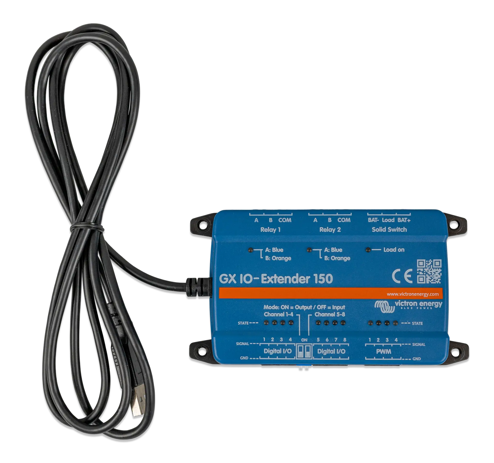 Victron GX IO-Extender 150 module with coiled USB power and data cable