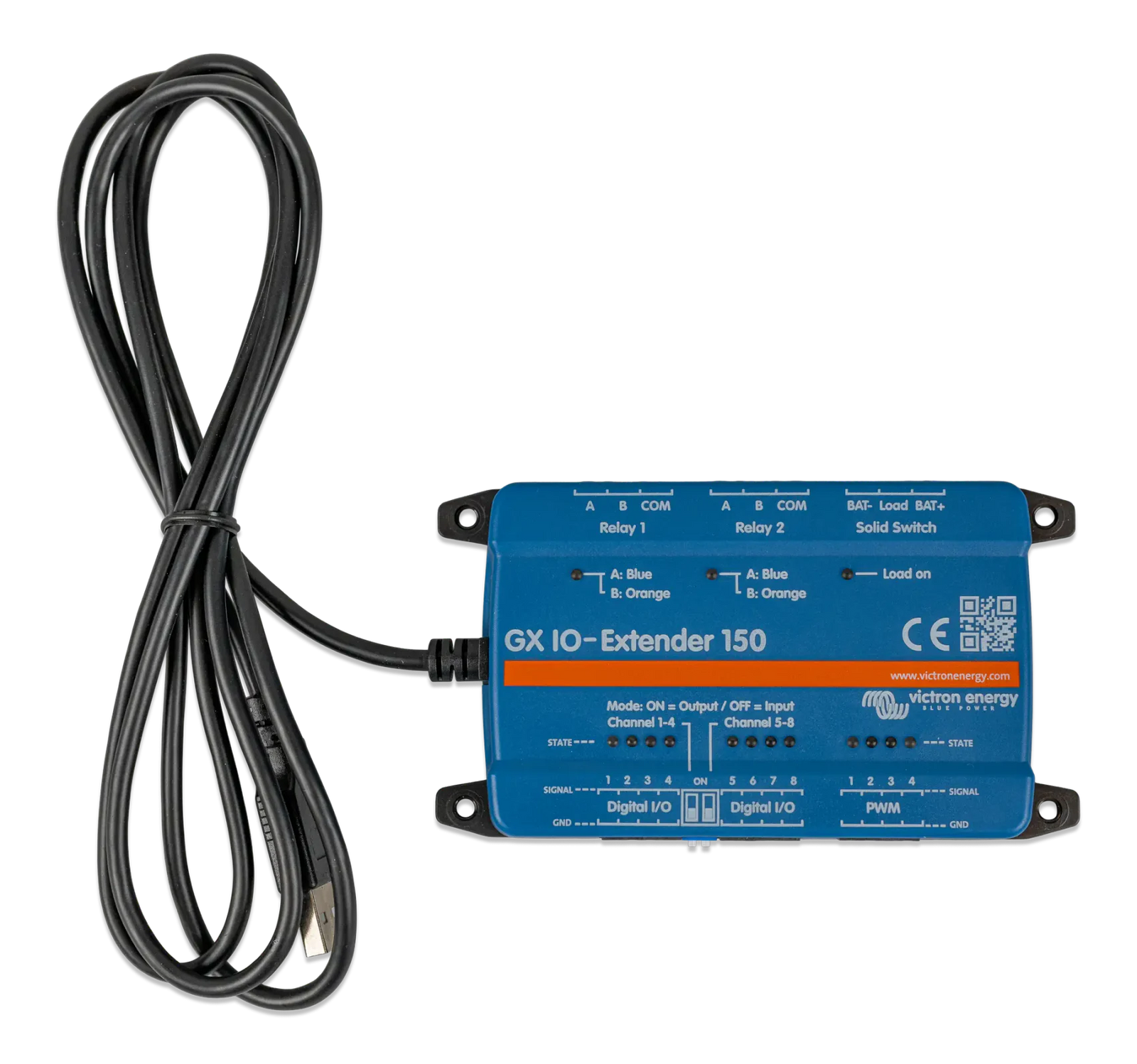 Victron GX IO-Extender 150 module with coiled USB power and data cable