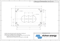 Installation drilling template for Victron GX Touch 50 with hole patterns and dimensions