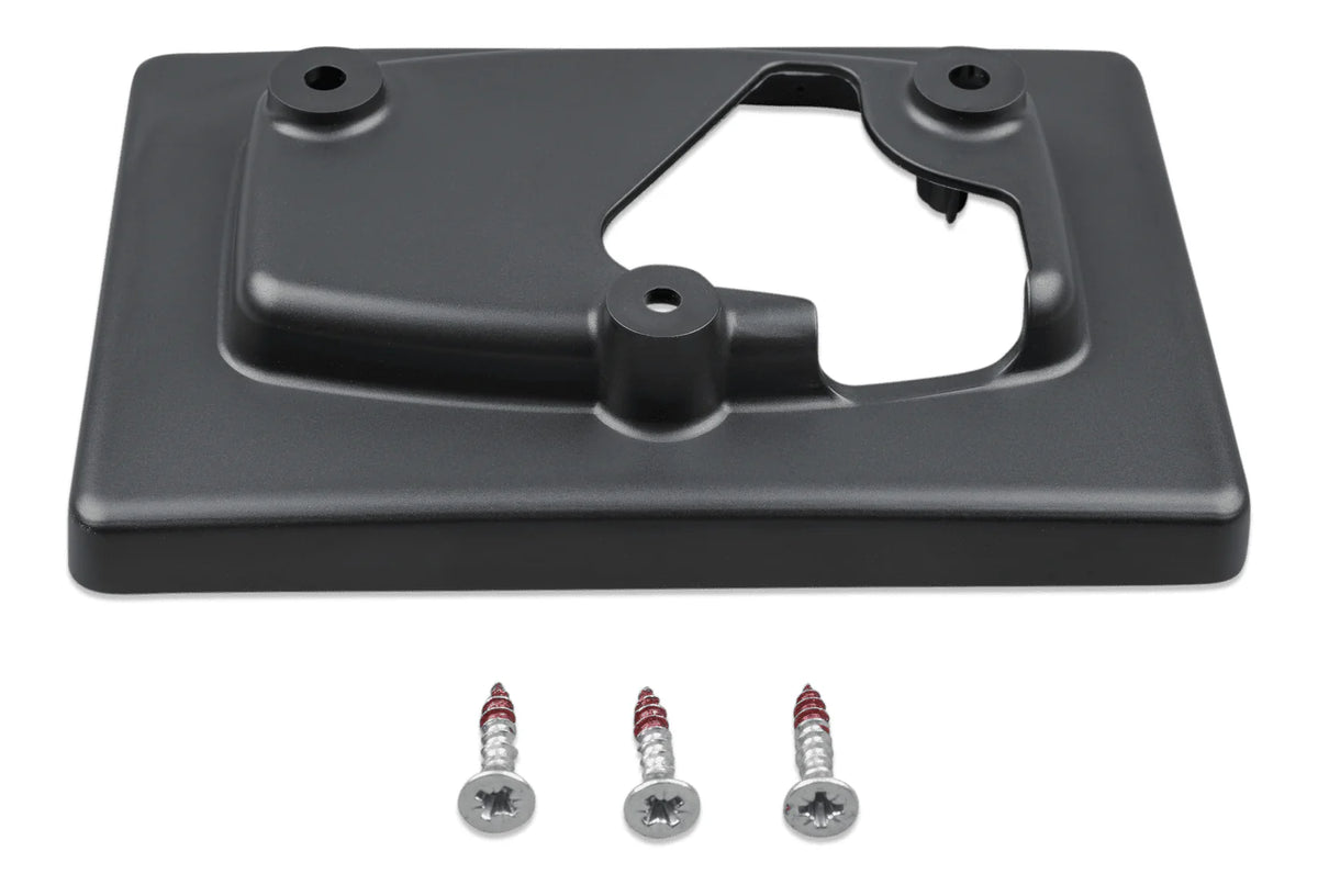 Angled top-down view of the black plastic wall mount frame for GX Touch 50
