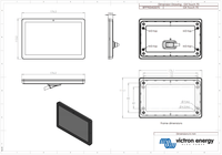 Technical dimensional drawing of the Victron GX Touch 70 showing measurements