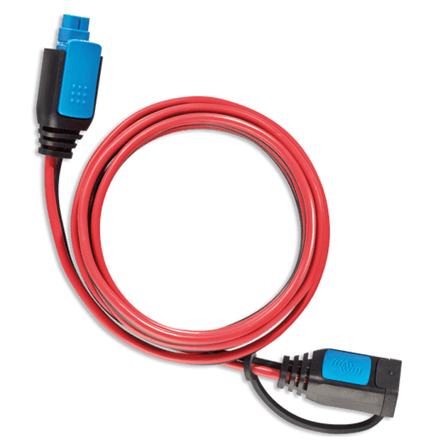 Red and black 2m extension cable with blue quick-connect terminals for Victron IP65 chargers