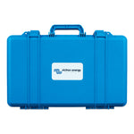 Front view of the blue Victron protective carry case for IP65 chargers