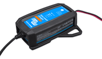 Blue Smart IP65 battery charger fitted with the protective rubber bumper