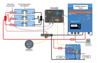 Wiring diagram of a Victron lithium battery system with BMS, inverter, and BMV monitor