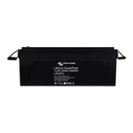 Front view of black 12V 200Ah Lithium SuperPack battery with side carry handles