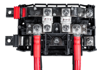Internal view showing two 300A Class-T fuses and battery cables installed in the busbar